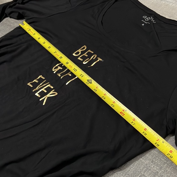 NWT a:glow Maternity Long Sleeve Tee Black & Gold Ruched at Hips Stretch Soft XL - Picture 8 of 9